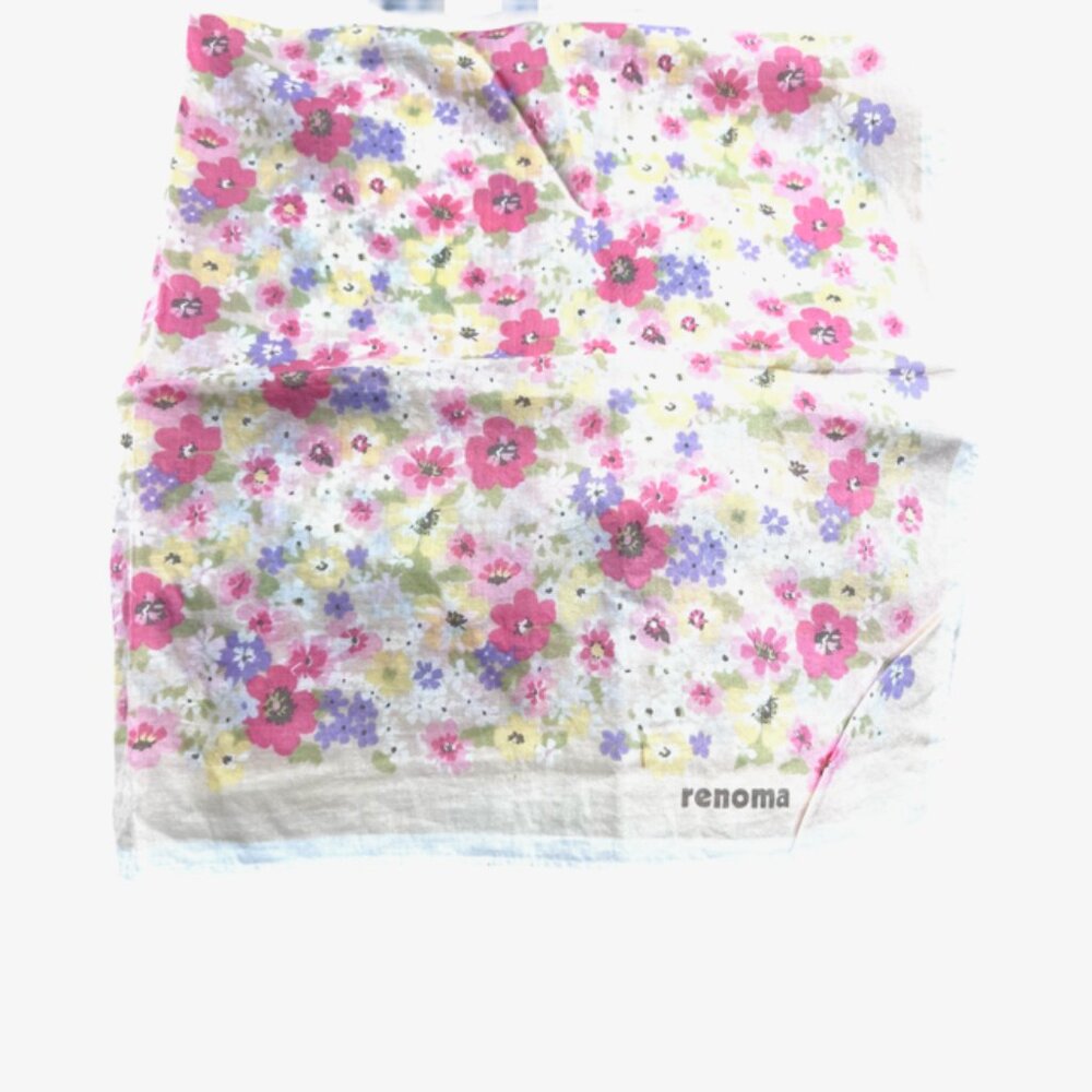 2 Renoma Paris Mini Scarf 20"  white pink  purple orange orange Floral   (43) - Picture 4 of 9